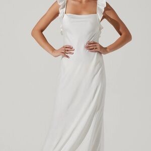 Astr White Ruffle Strap Maxi Dress